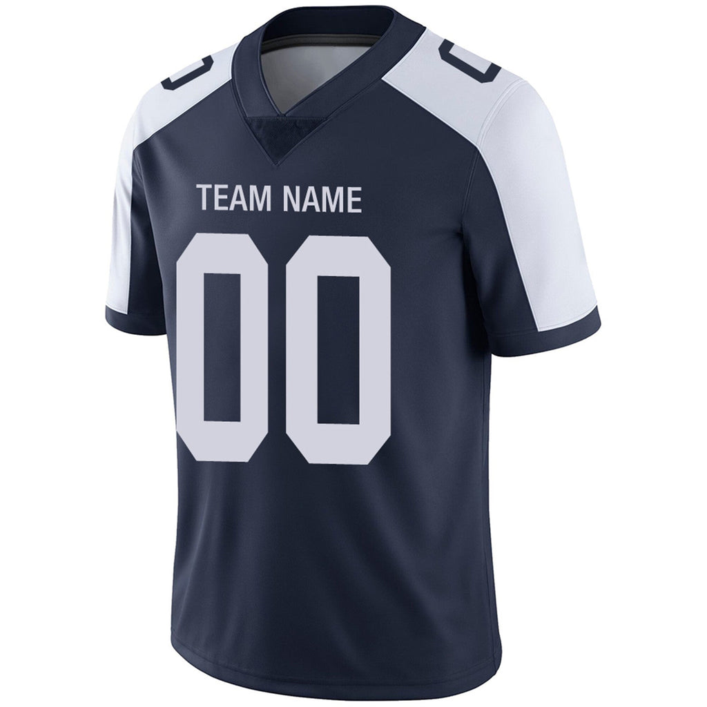 Custom navy football jersey close up | GameDay Jerseys