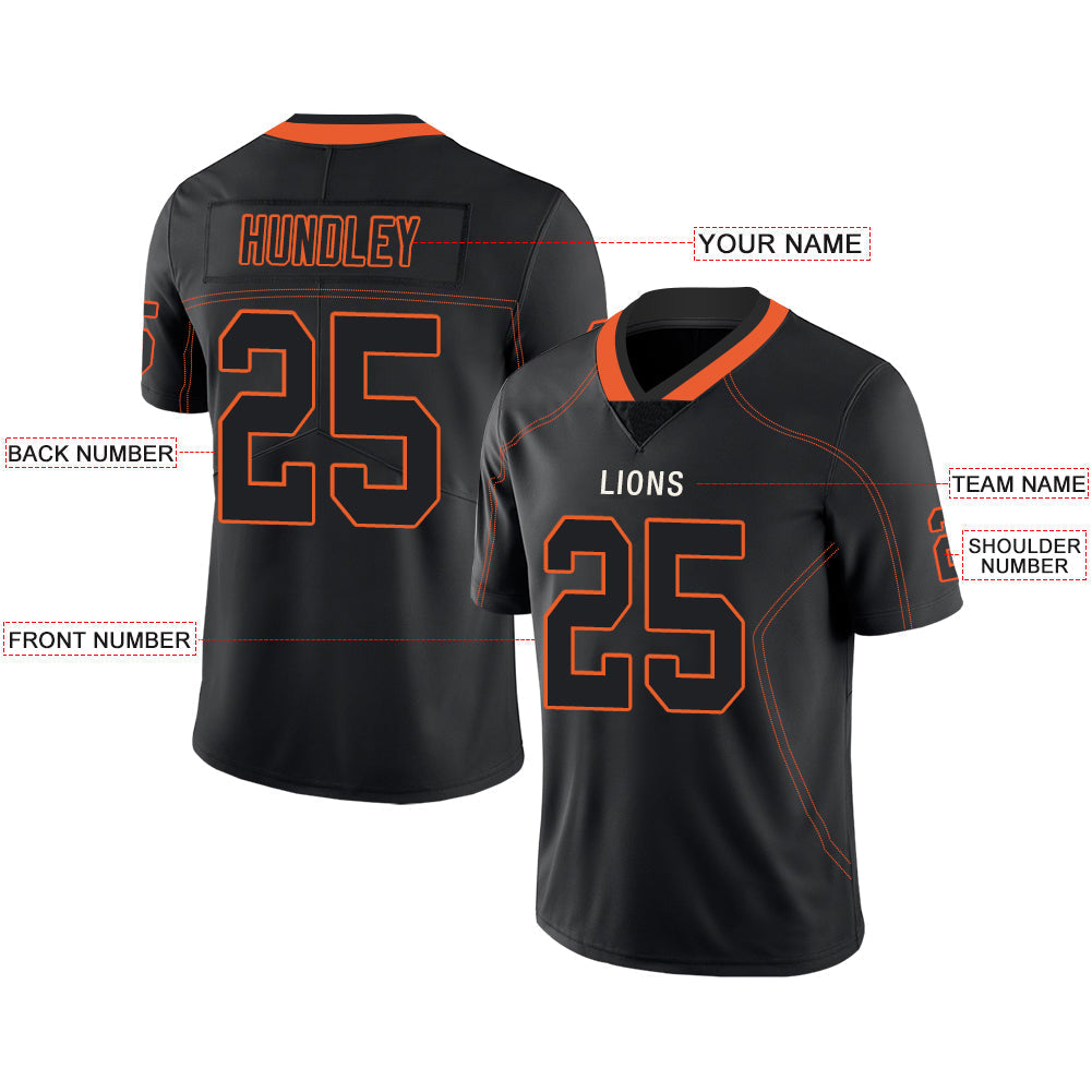 Custom black football jersey front view | GameDay Jerseys