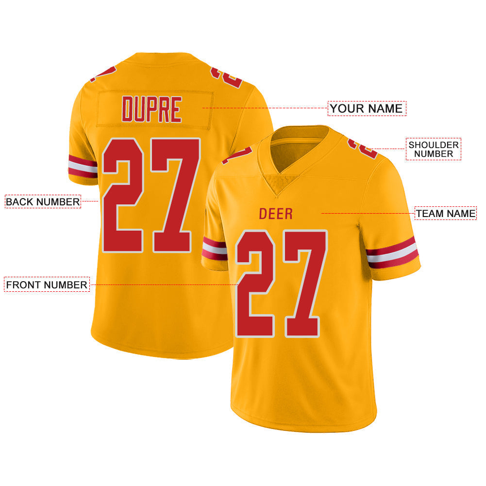 Custom gold football jersey front view | GameDay Jerseys