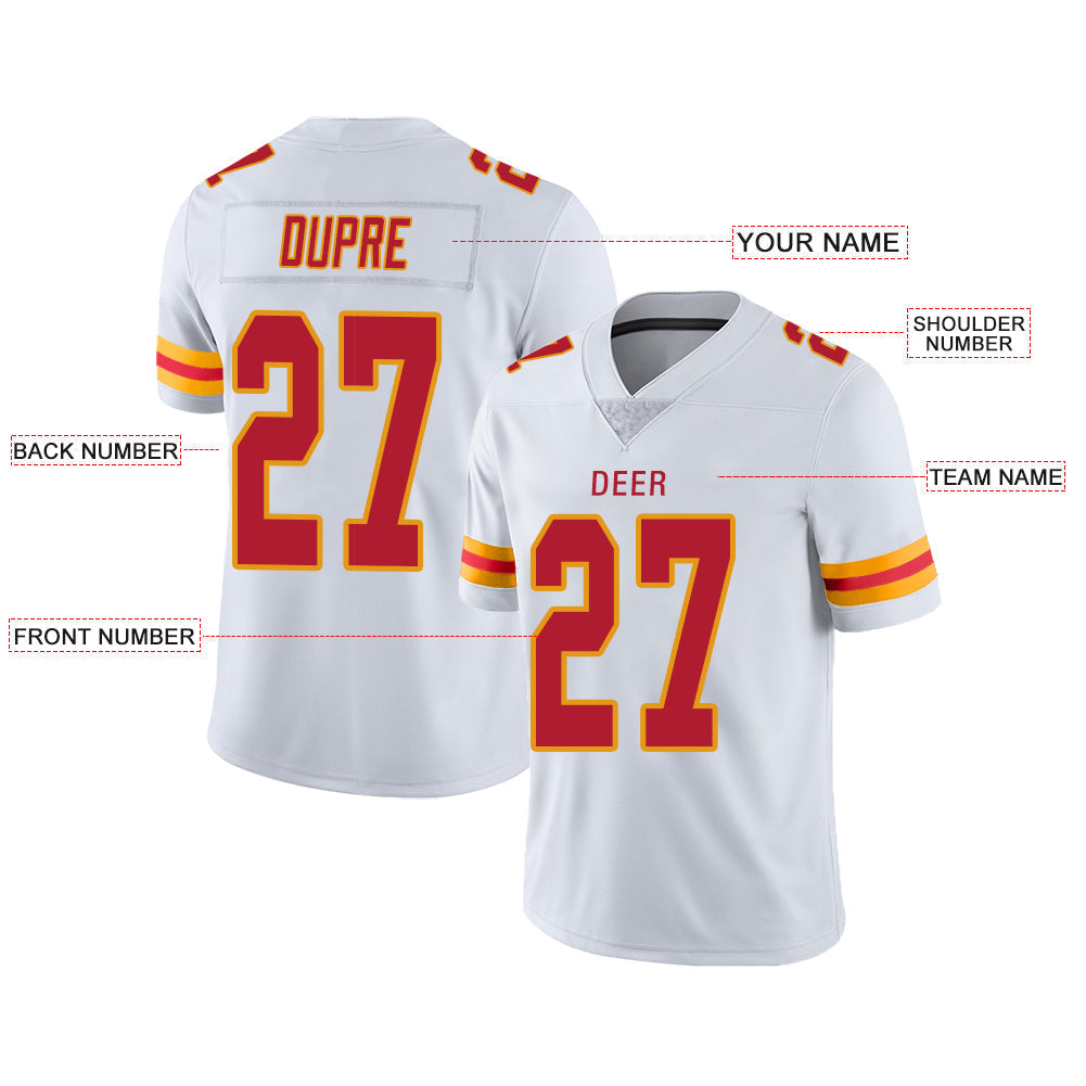 Custom white football jersey front view | GameDay Jerseys