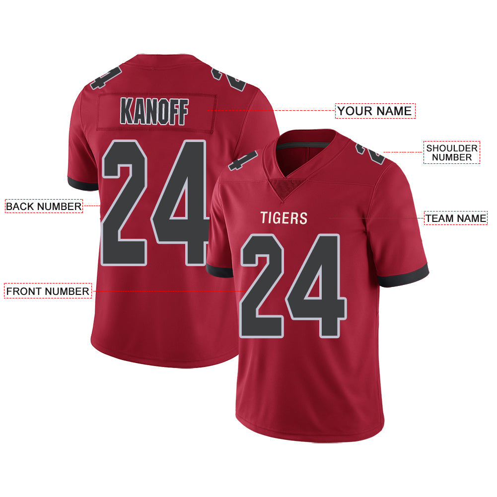 Custom red football jersey front view | GameDay Jerseys