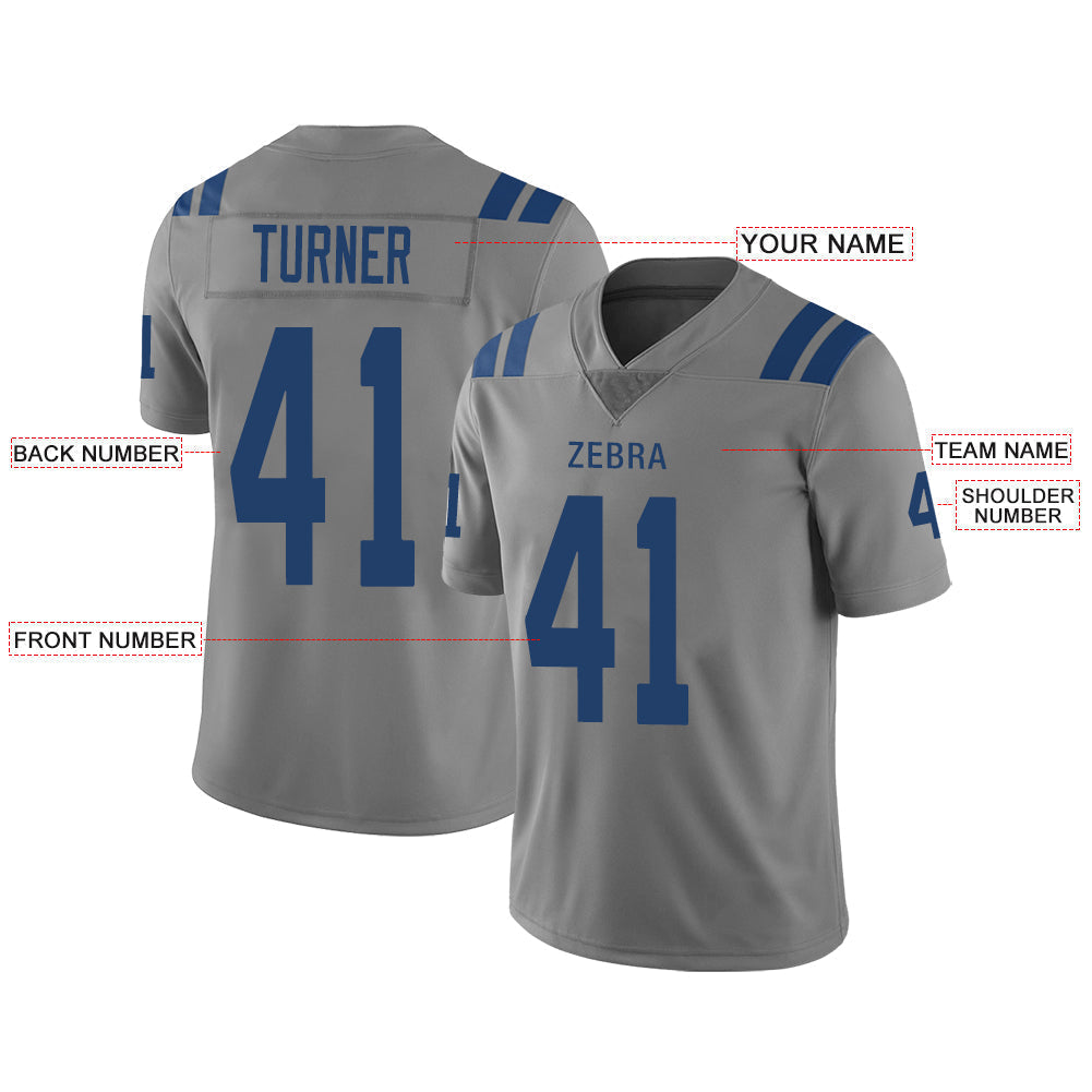 Custom grey football jersey front view | GameDay Jerseys