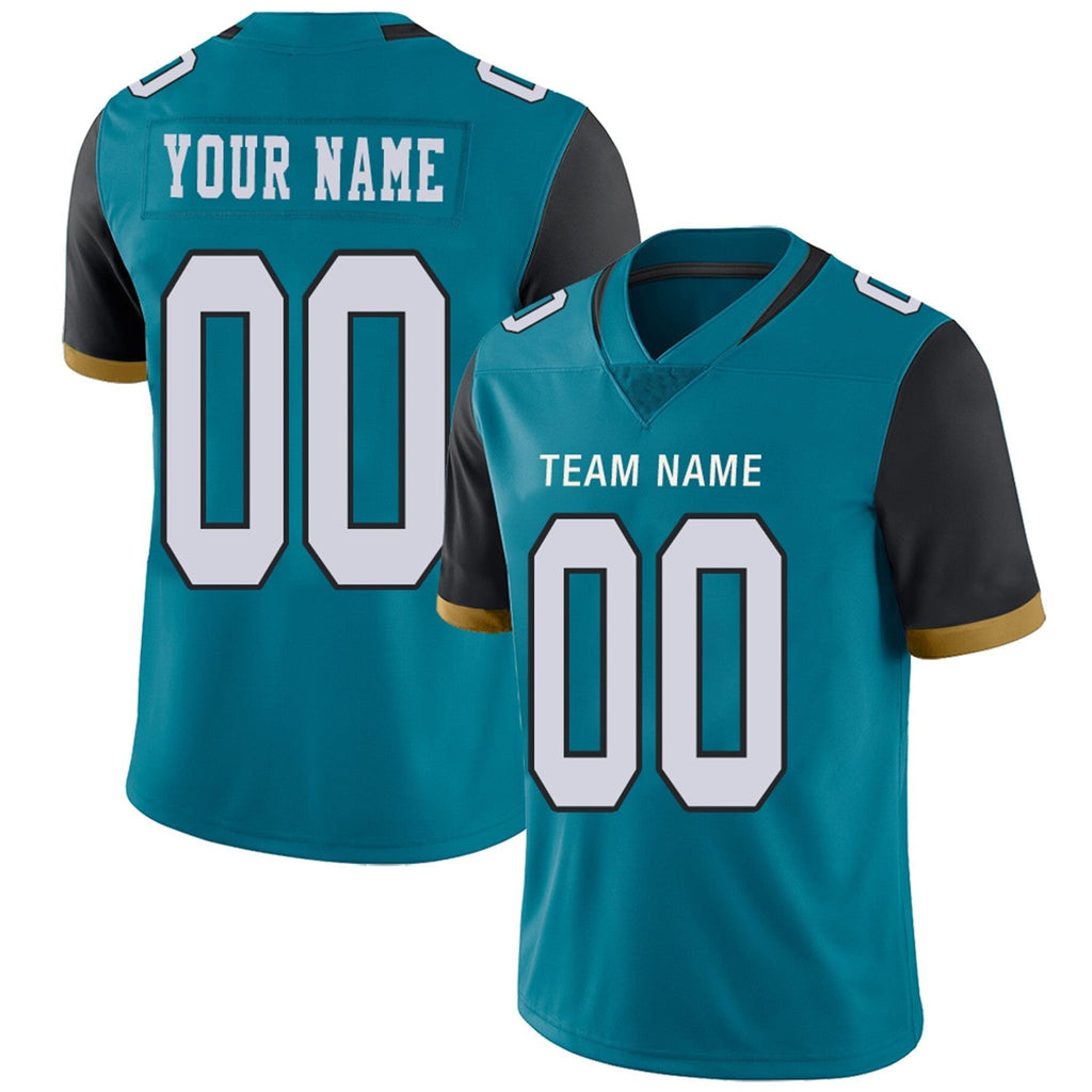 Custom teal football jersey detail | GameDay Jerseys