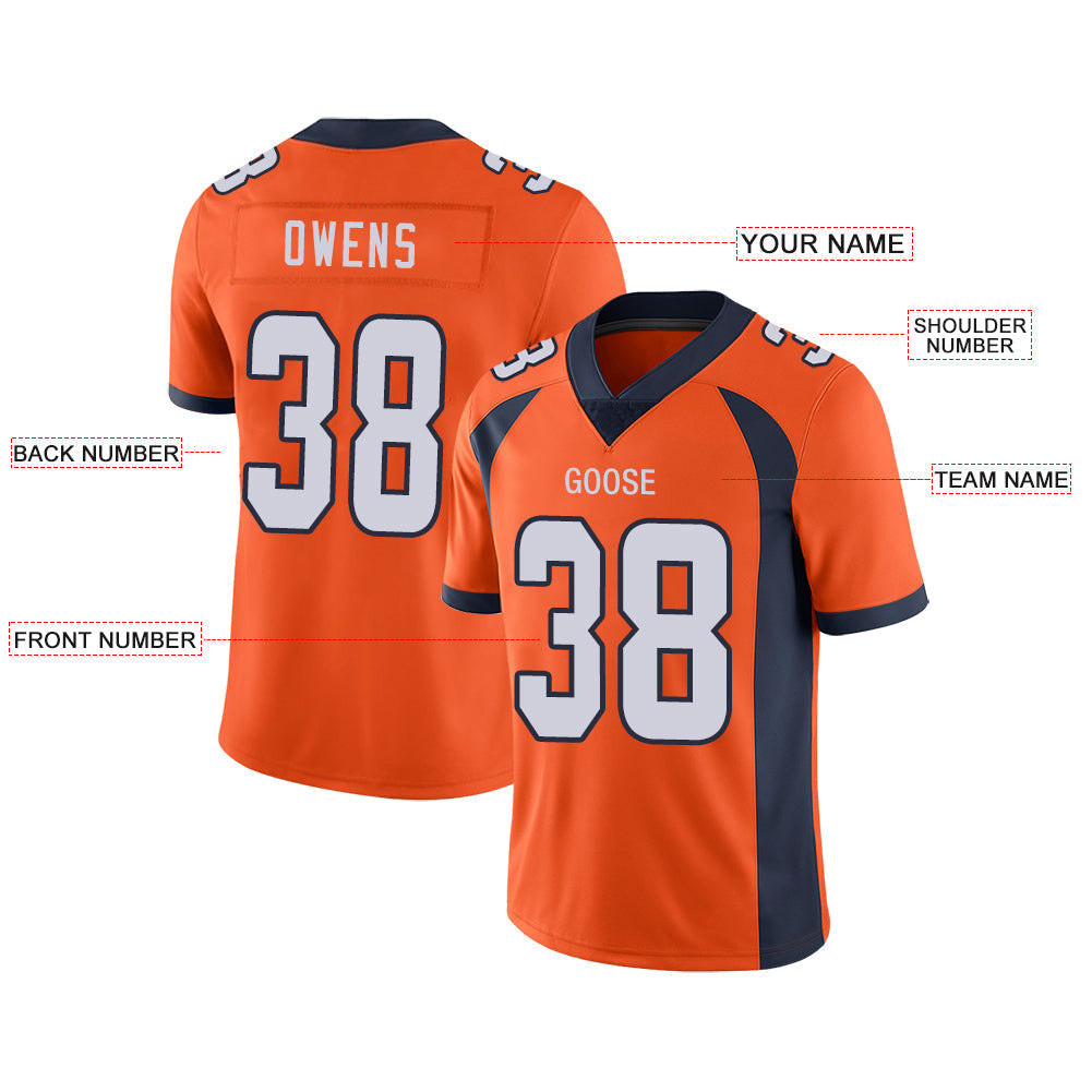 Custom orange football jersey front view | GameDay Jerseys