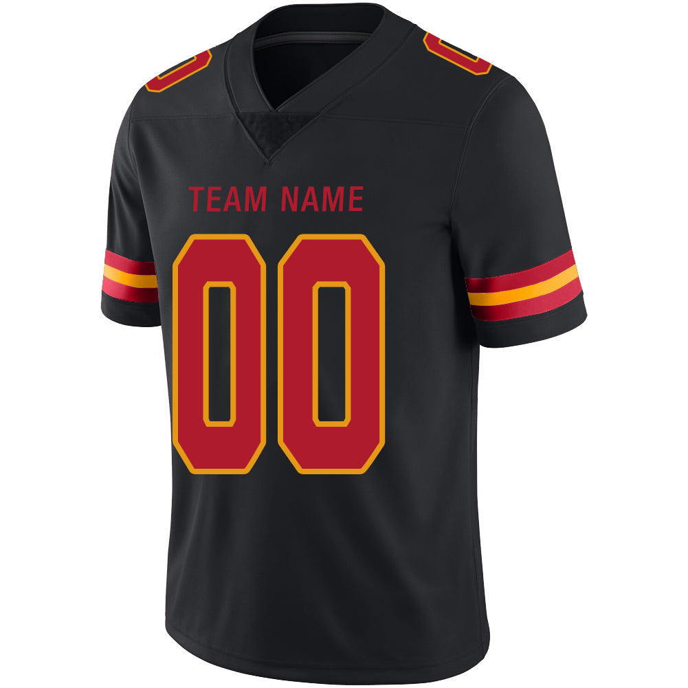 Custom black football jersey detail | GameDay Jerseys