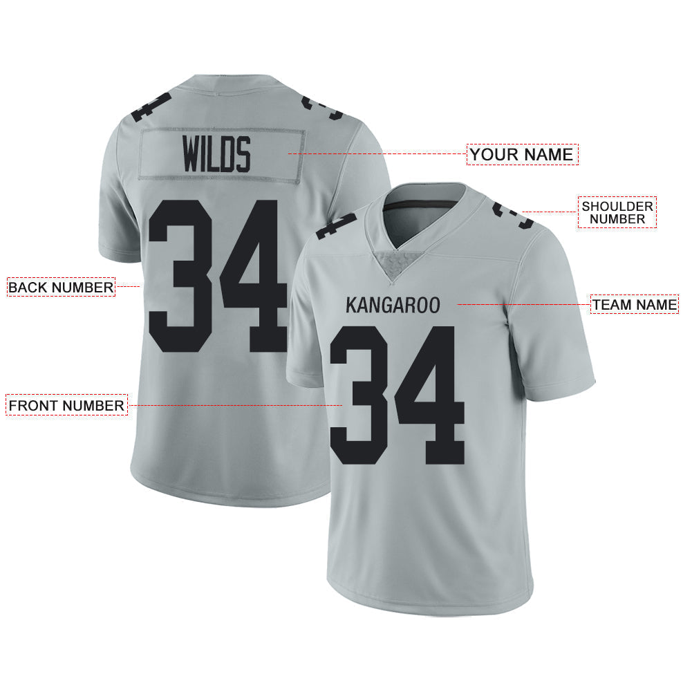Custom grey football jersey front view | GameDay Jerseys