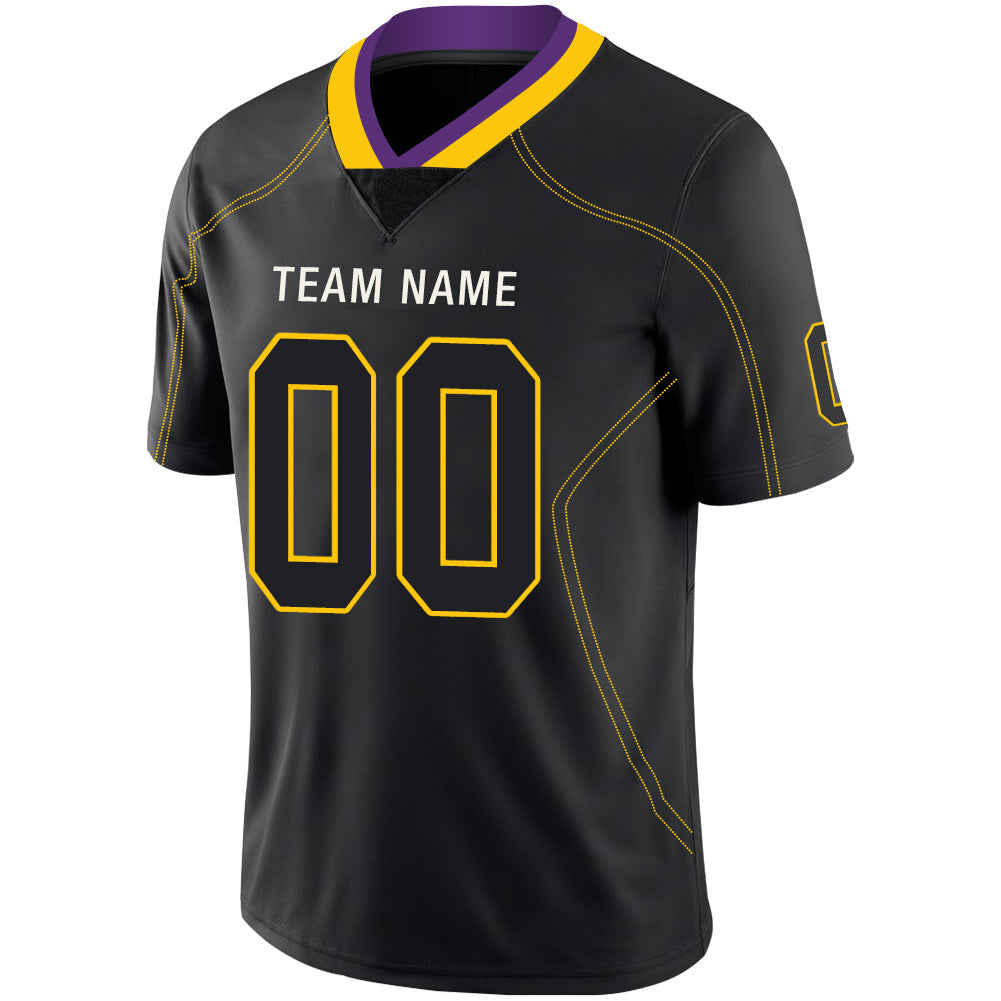 Custom black football jersey detail | GameDay Jerseys