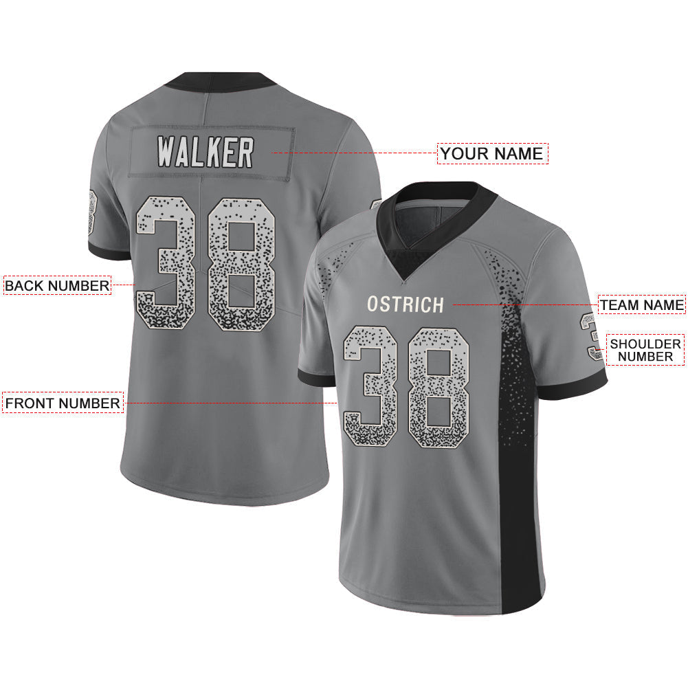 Custom grey football jersey front view | GameDay Jerseys