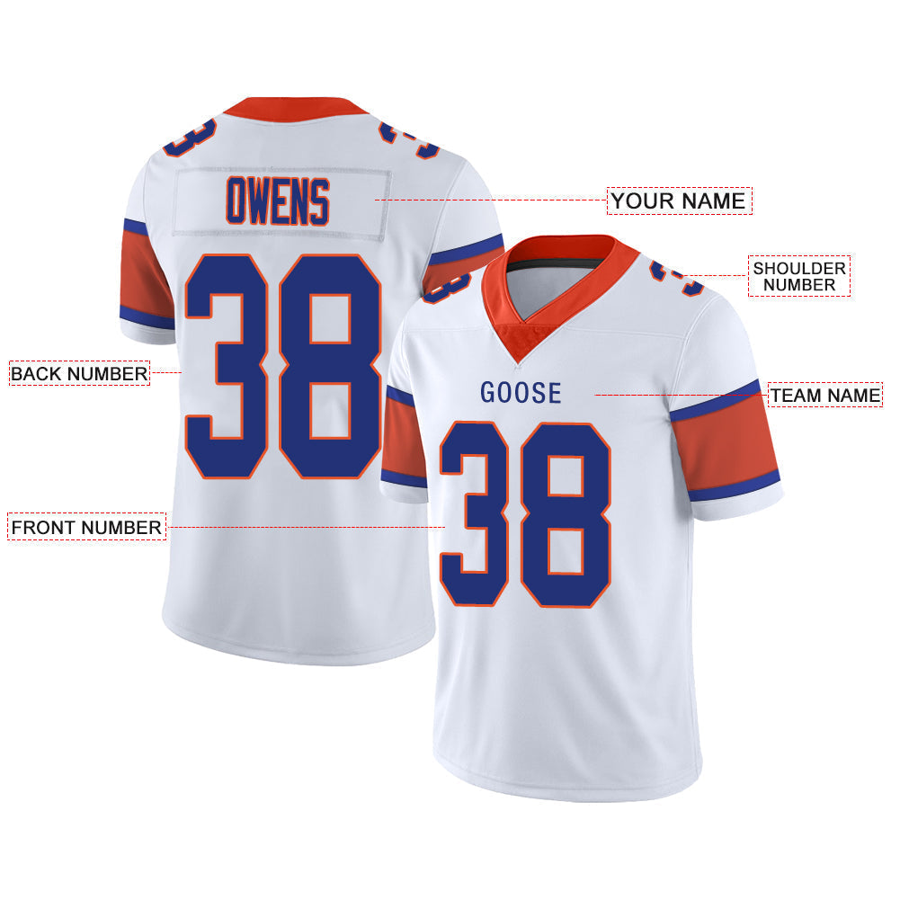 Custom white football jersey front view | GameDay Jerseys