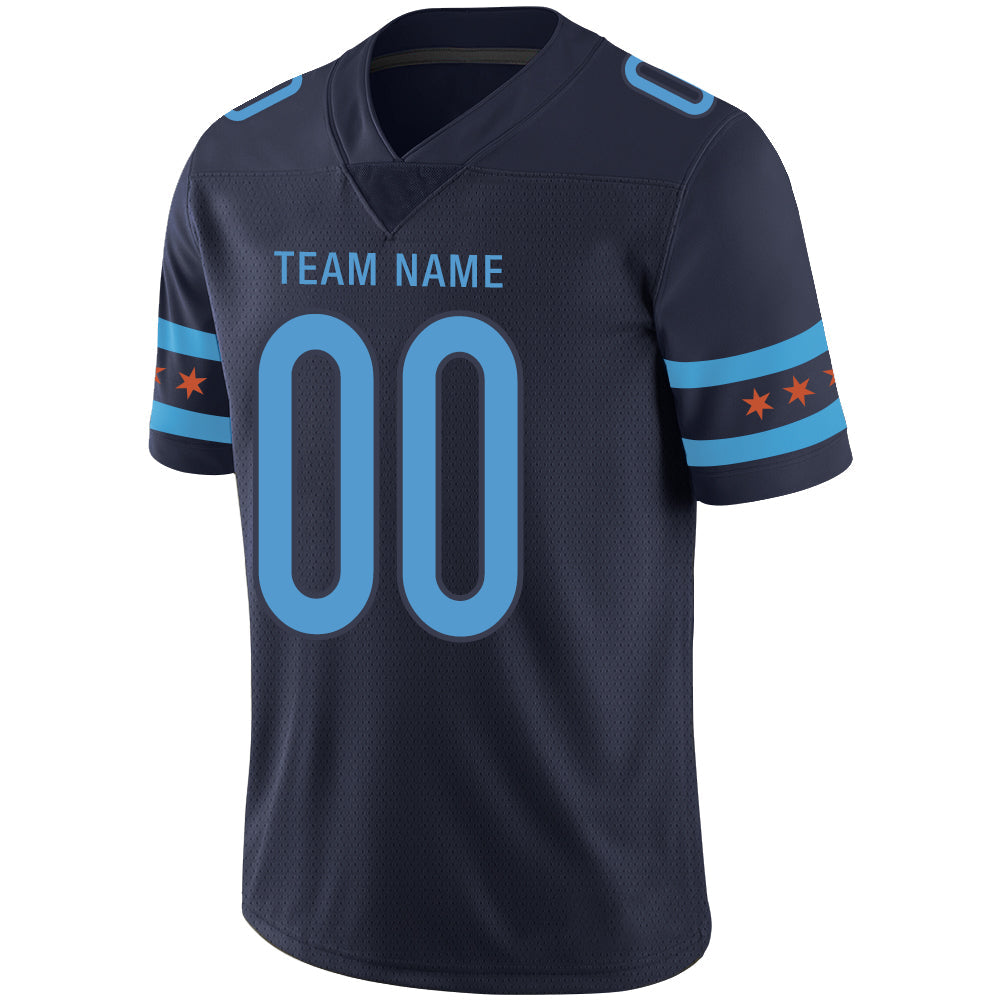 Custom navy football jersey detail | GameDay Jerseys