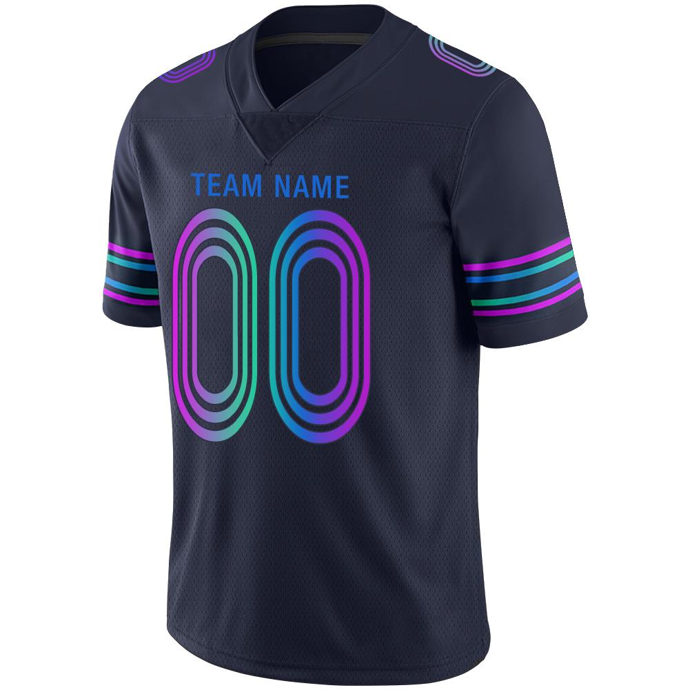 Custom navy football jersey detail | GameDay Jerseys