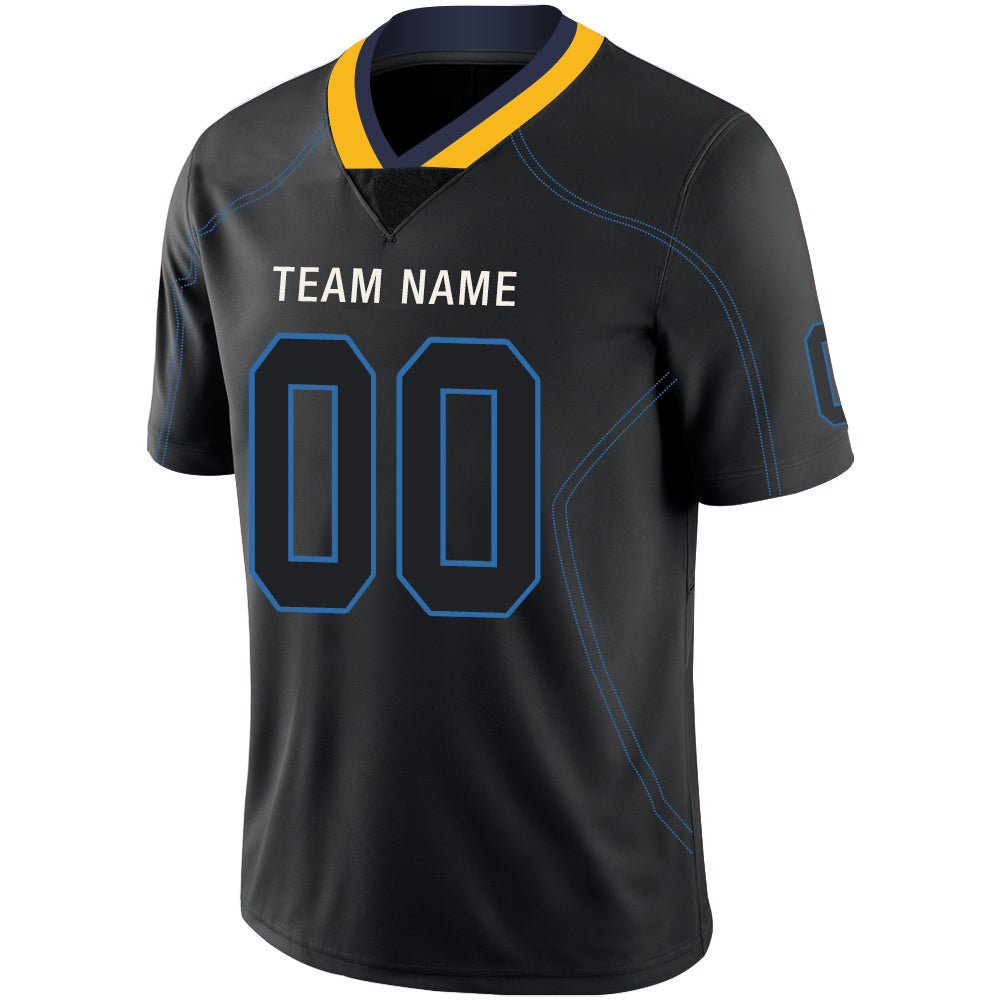 Custom black football jersey detail | GameDay Jerseys