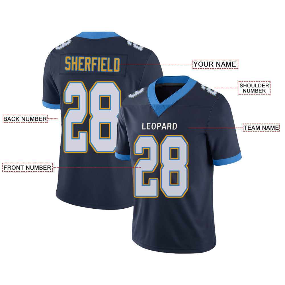 Custom navy football jersey front view | GameDay Jerseys