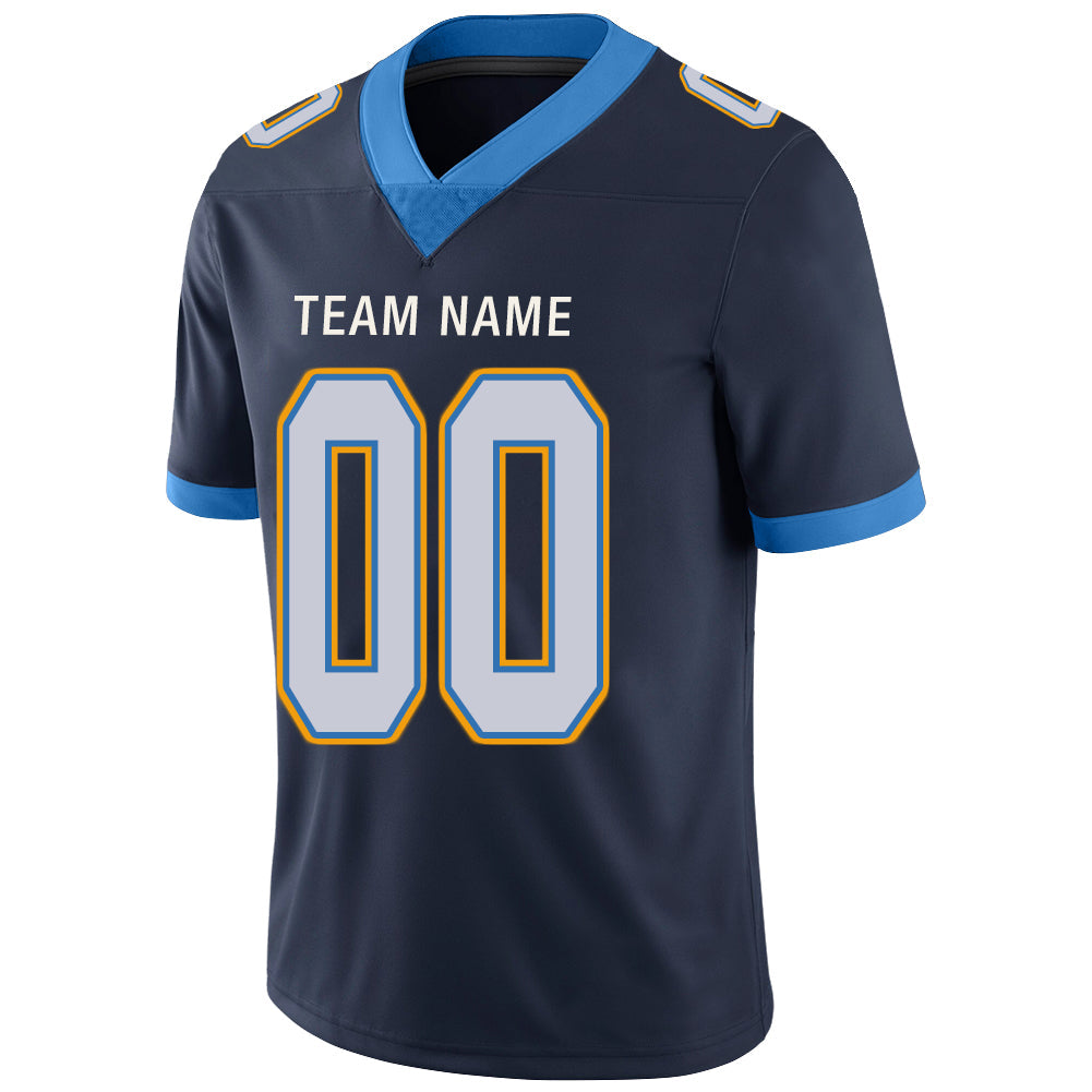 Custom navy football jersey detail | GameDay Jerseys