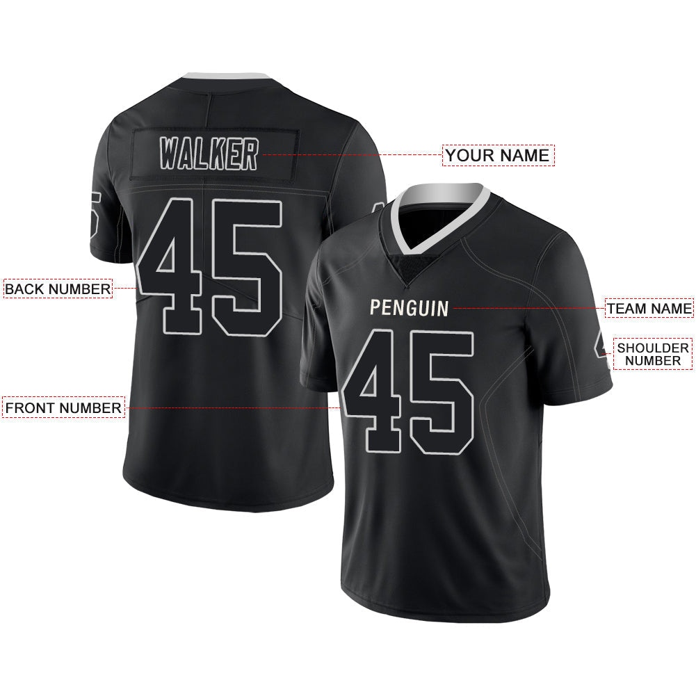 Custom black football jersey front view | GameDay Jerseys