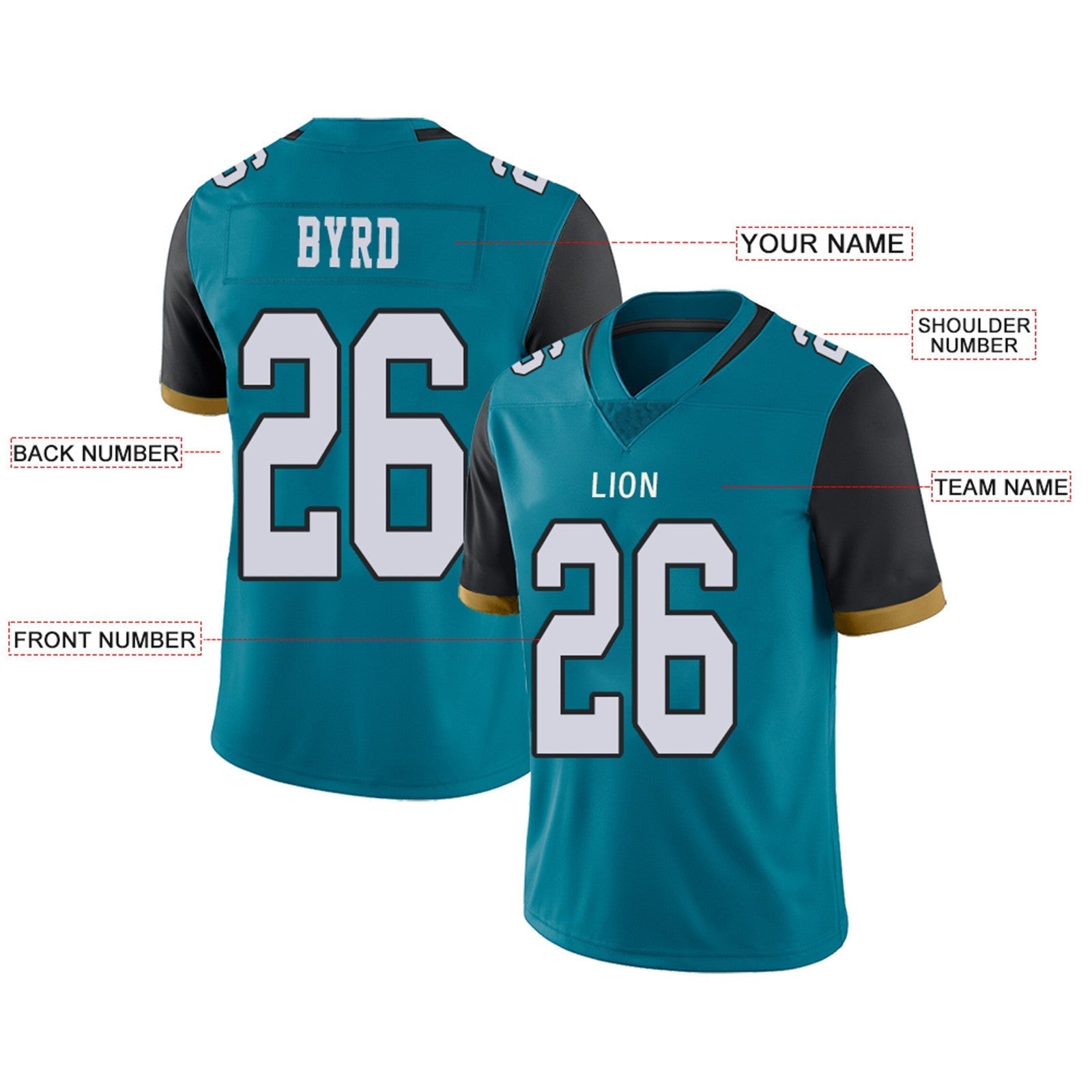 Custom teal football jersey product shot | GameDay Jerseys