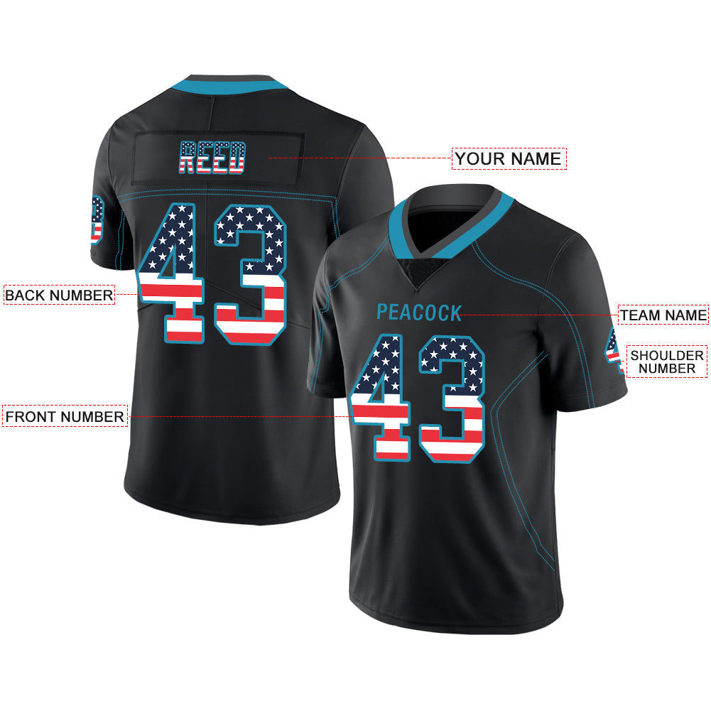 Custom black football jersey front view | GameDay Jerseys