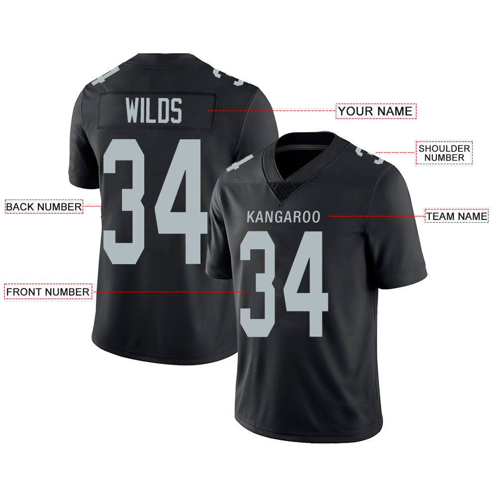 Custom black football jersey front view | GameDay Jerseys
