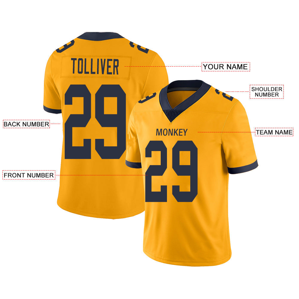 Custom gold football jersey front view | GameDay Jerseys