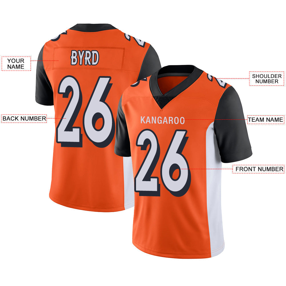 Custom orange football jersey front view | GameDay Jerseys
