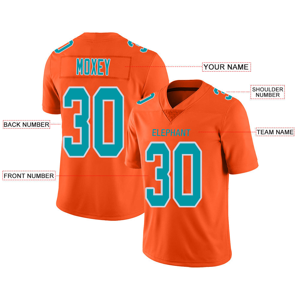 Custom orange football jersey front view | GameDay Jerseys