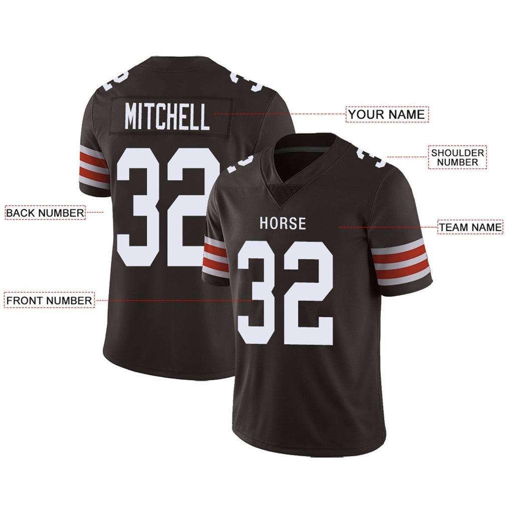 Custom brown football jersey detail | GameDay Jerseys