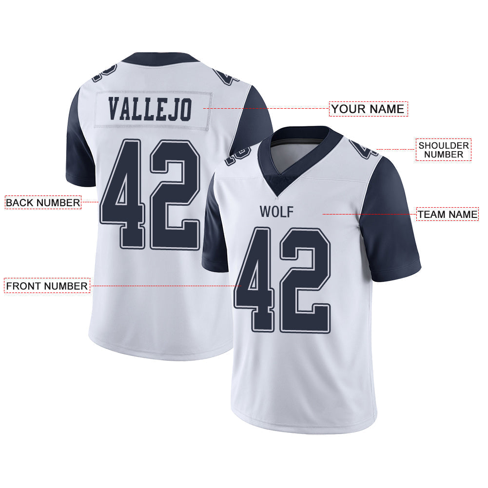 Custom white football jersey front view | GameDay Jerseys