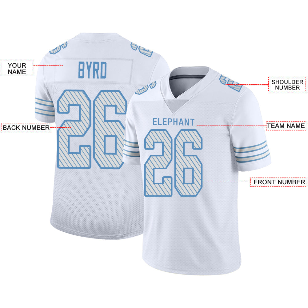 Custom white football jersey front view | GameDay Jerseys