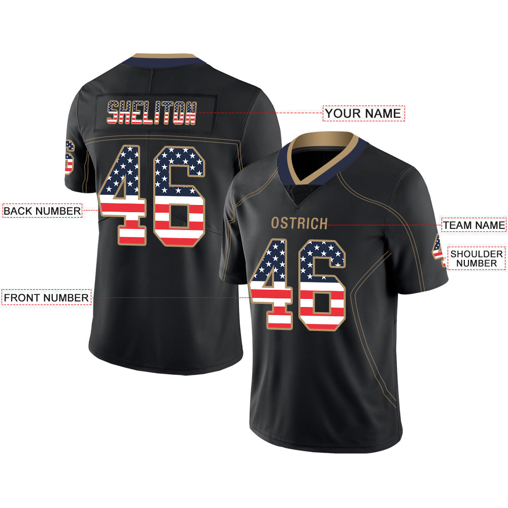 Custom black football jersey front view | GameDay Jerseys