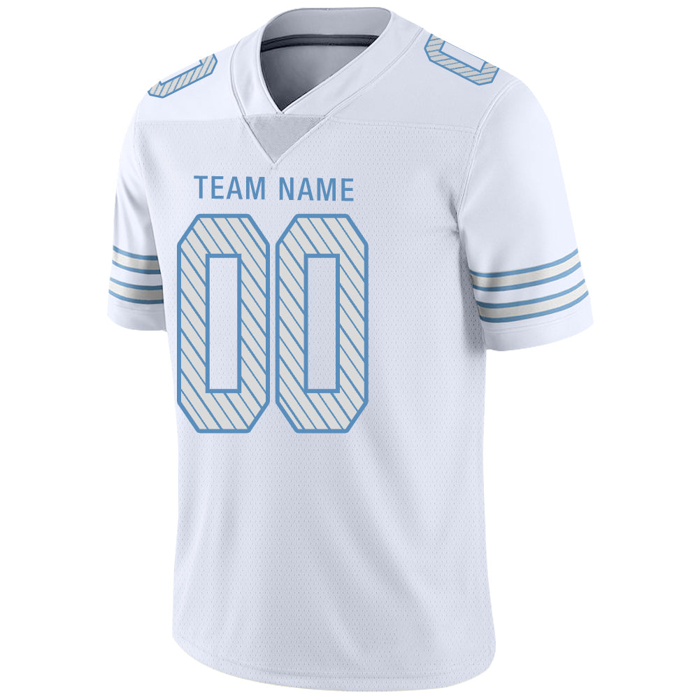 Custom white football jersey detail | GameDay Jerseys