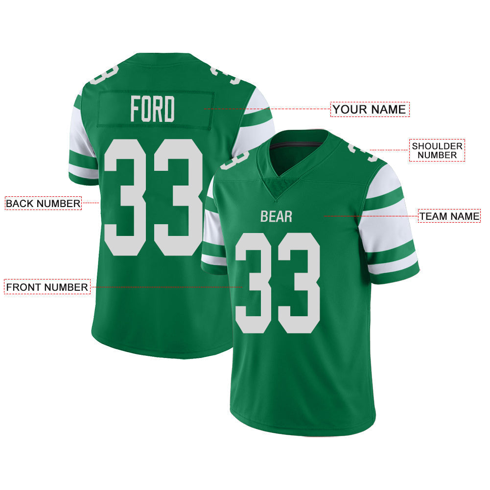 Custom green football jersey front view | GameDay Jerseys