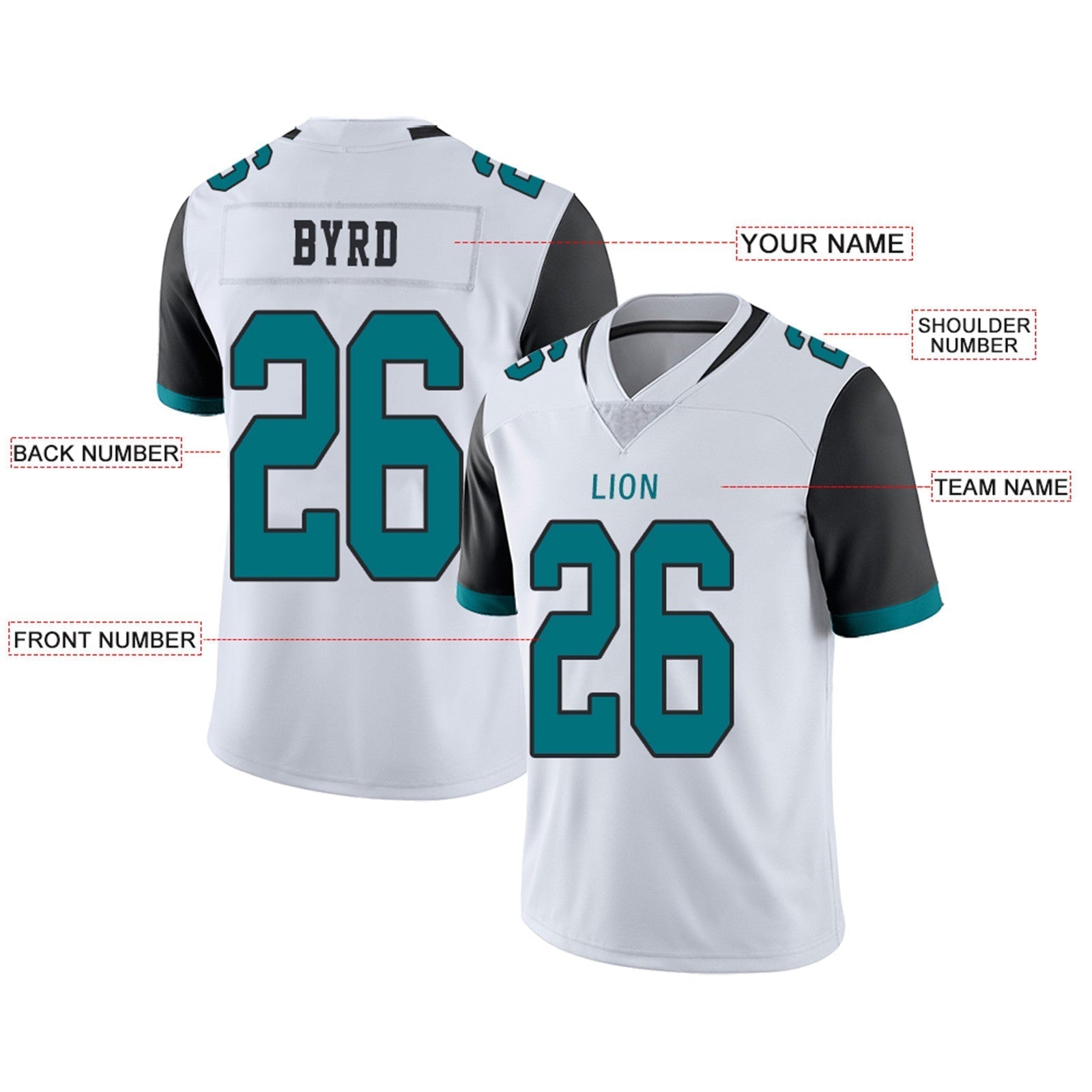 Custom teal football jersey angle view | GameDay Jerseys