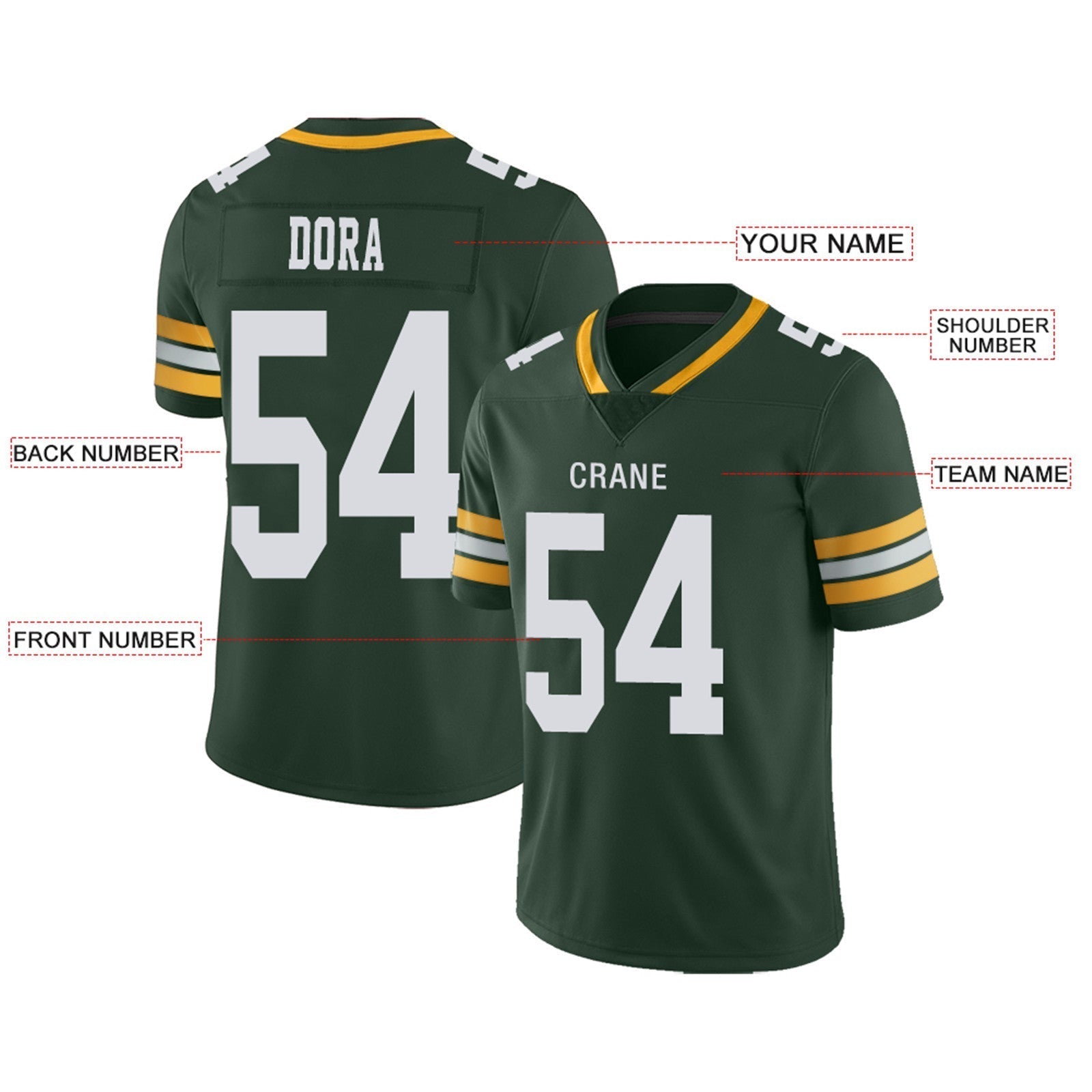 Custom green football jersey detail | GameDay Jerseys
