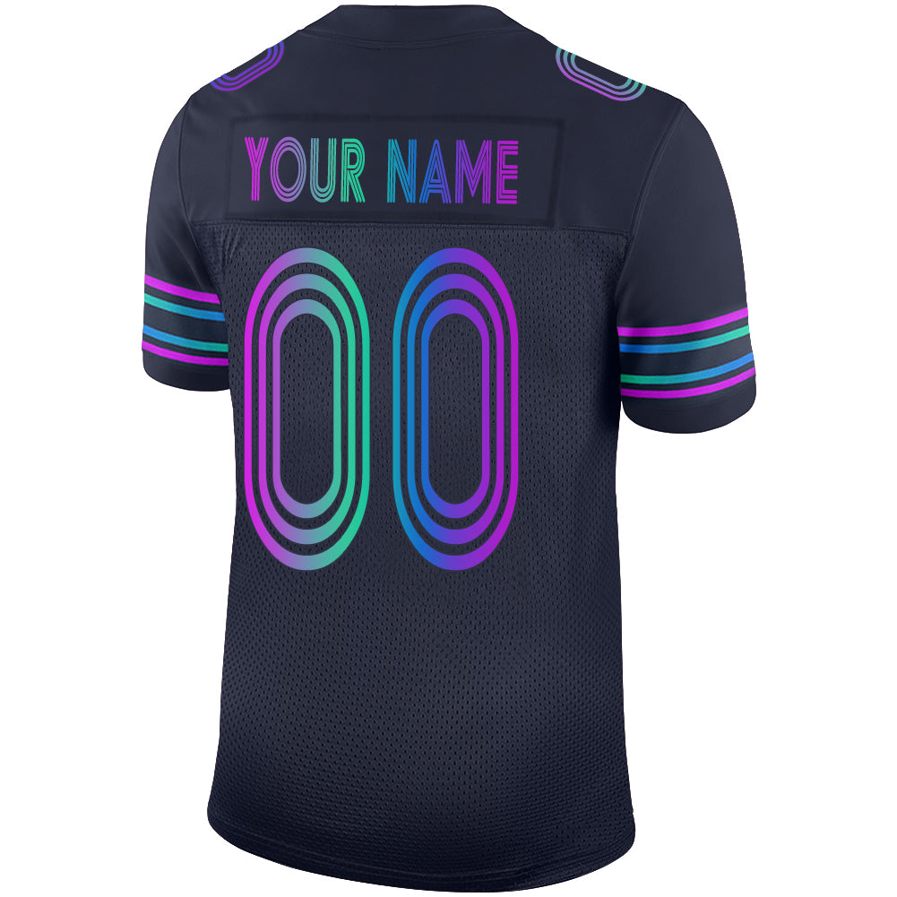 Custom navy football jersey back view | GameDay Jerseys