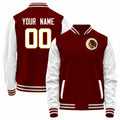Custom W.Commanders Red-White Bomber Full-Snap Varsity Letterman Jacket