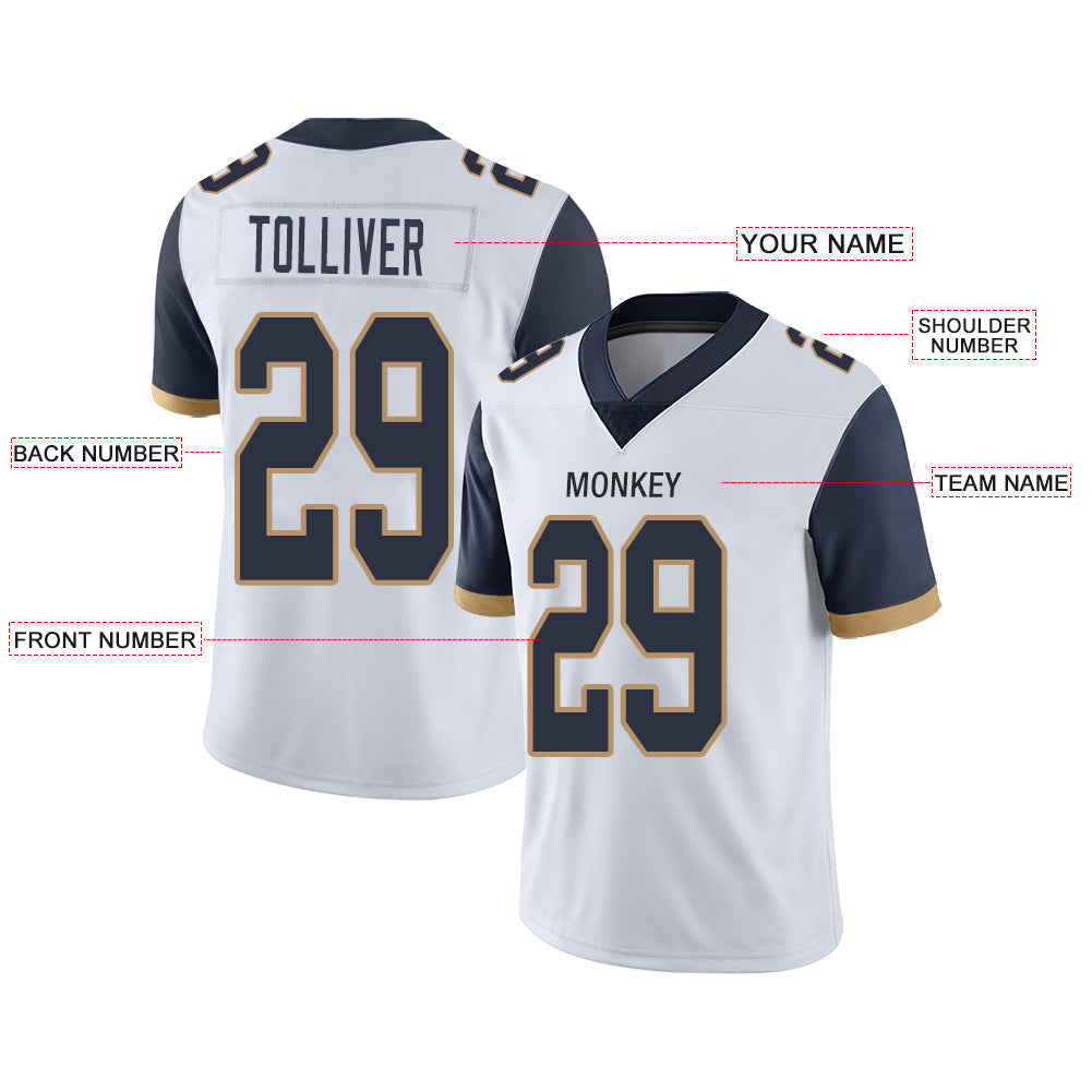 Custom white football jersey front view | GameDay Jerseys