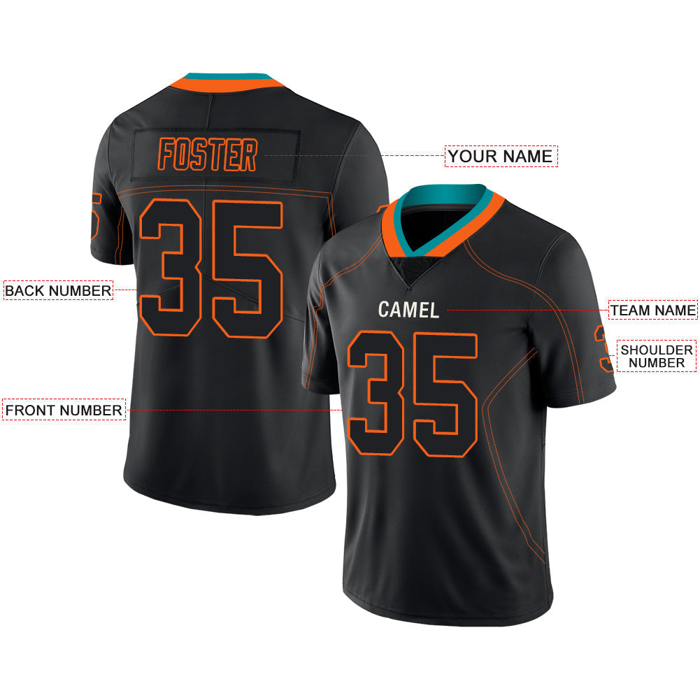 Custom black football jersey front view | GameDay Jerseys