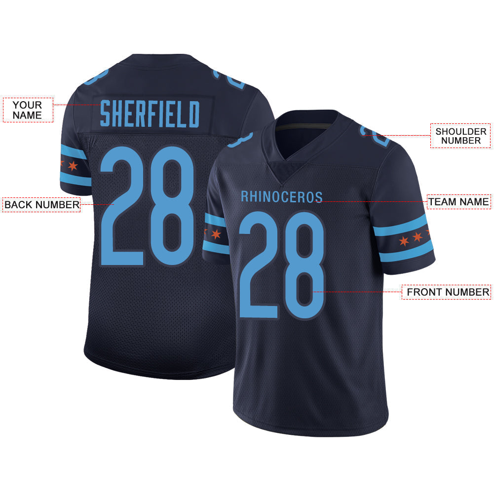 Custom navy football jersey front view | GameDay Jerseys