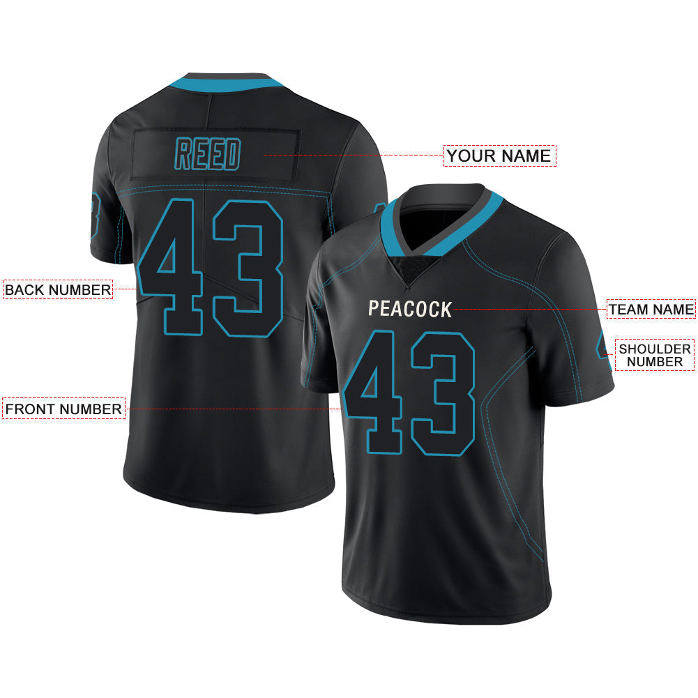 Custom black football jersey front view | GameDay Jerseys