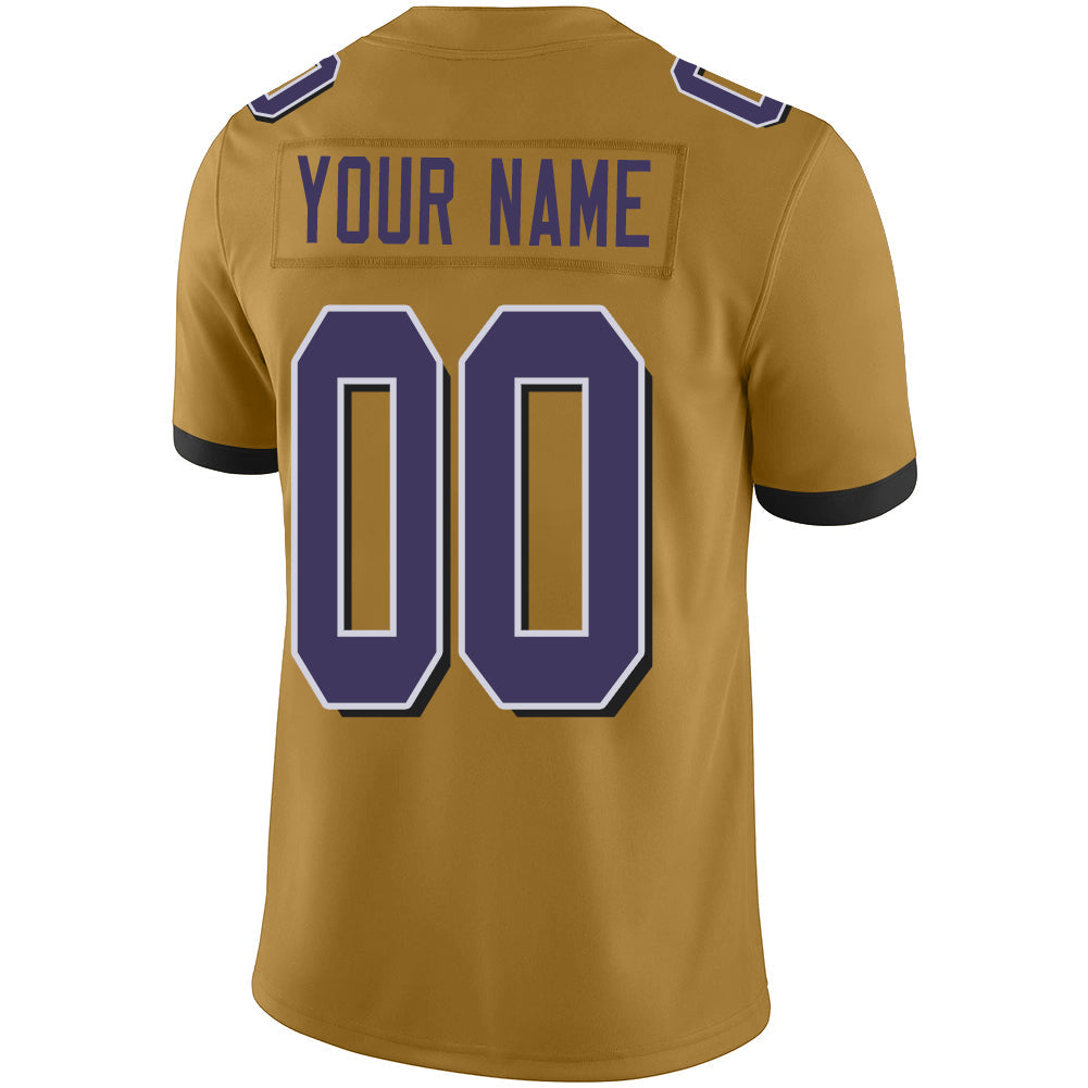 Custom gold football jersey back view | GameDay Jerseys