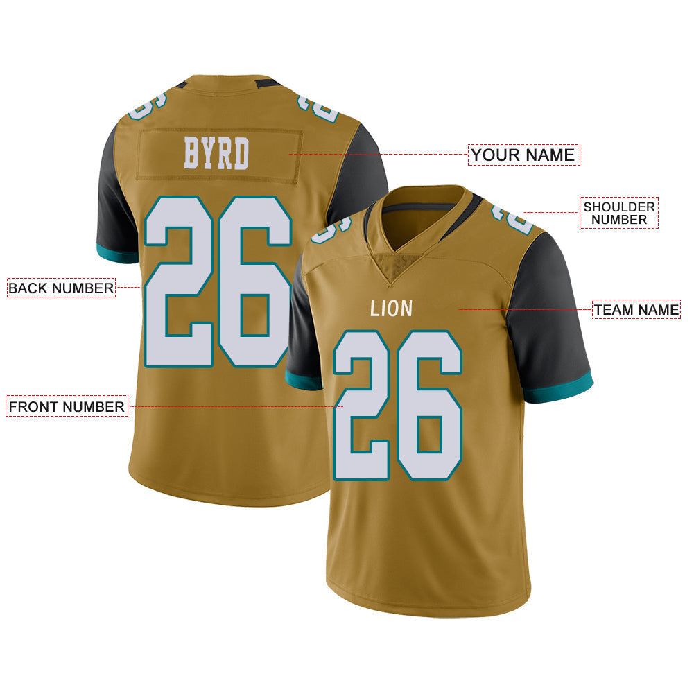 Custom gold football jersey front view | GameDay Jerseys