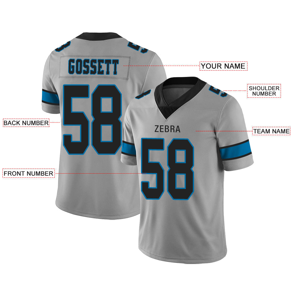 Custom grey football jersey front view | GameDay Jerseys