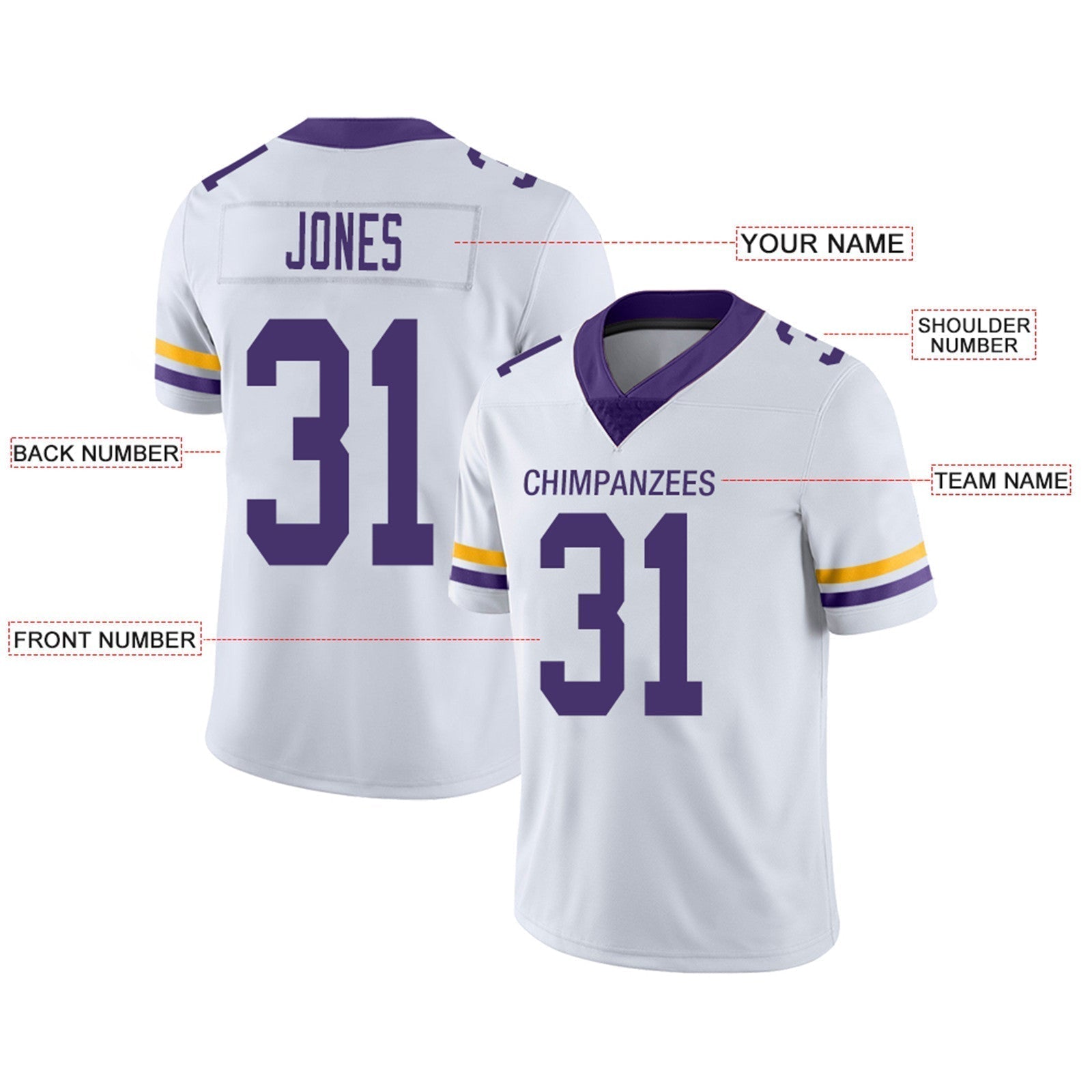 Custom purple football jersey detail | GameDay Jerseys