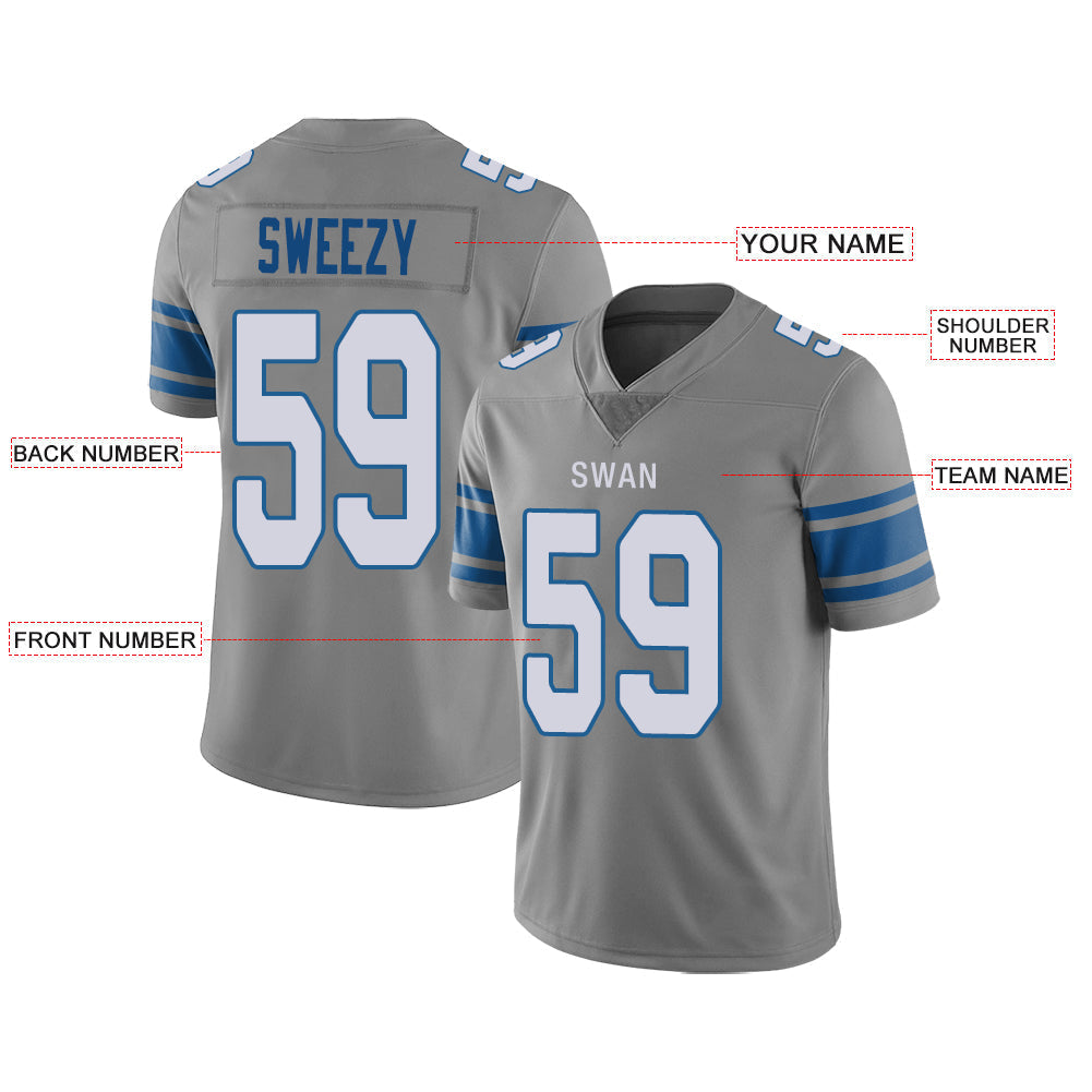 Custom grey football jersey front view | GameDay Jerseys