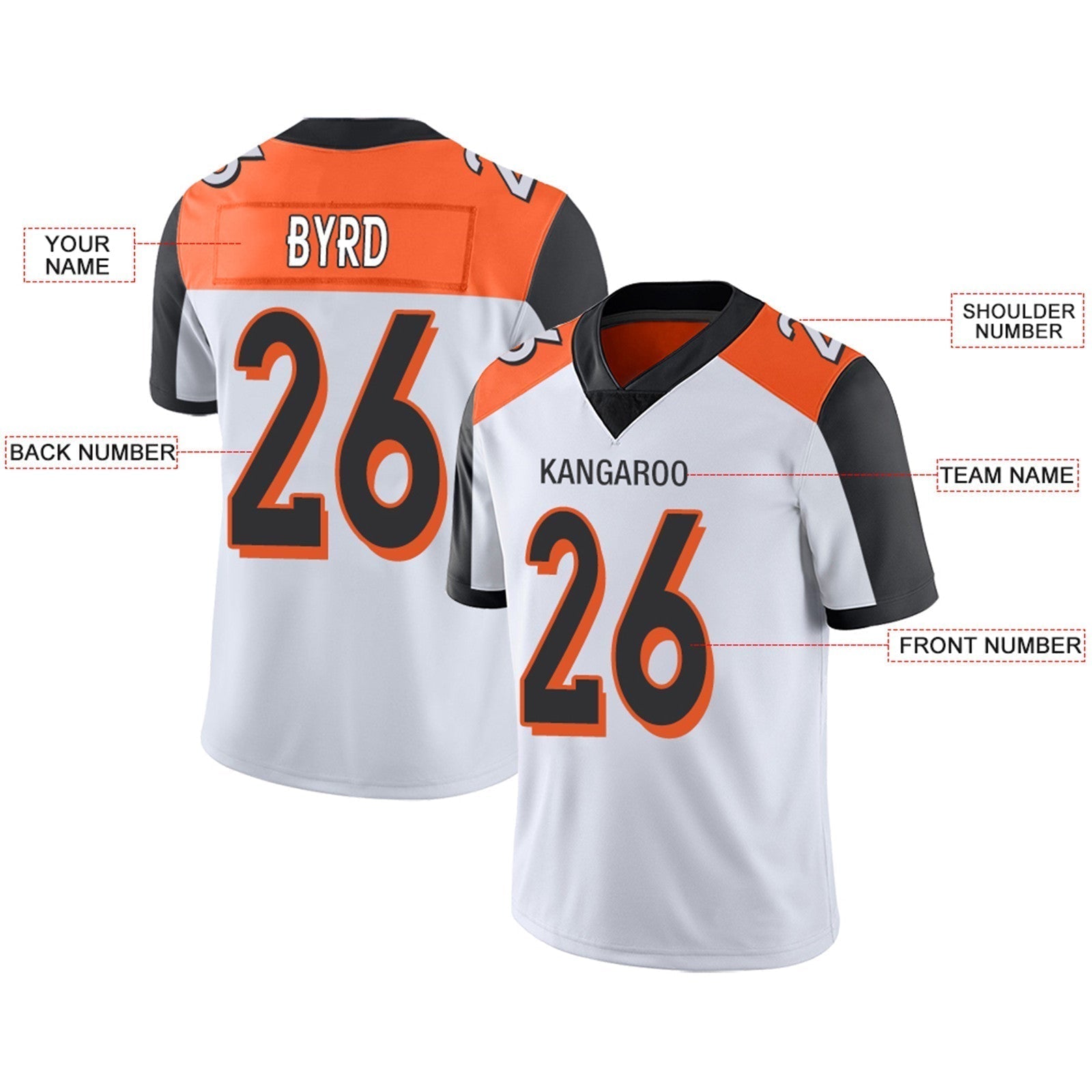 Custom orange football jersey studio shot | GameDay Jerseys