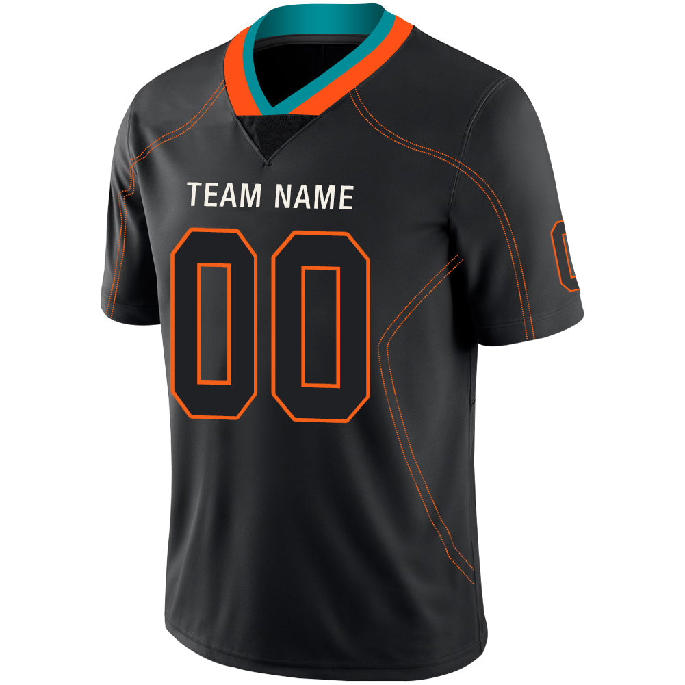 Custom black football jersey detail | GameDay Jerseys