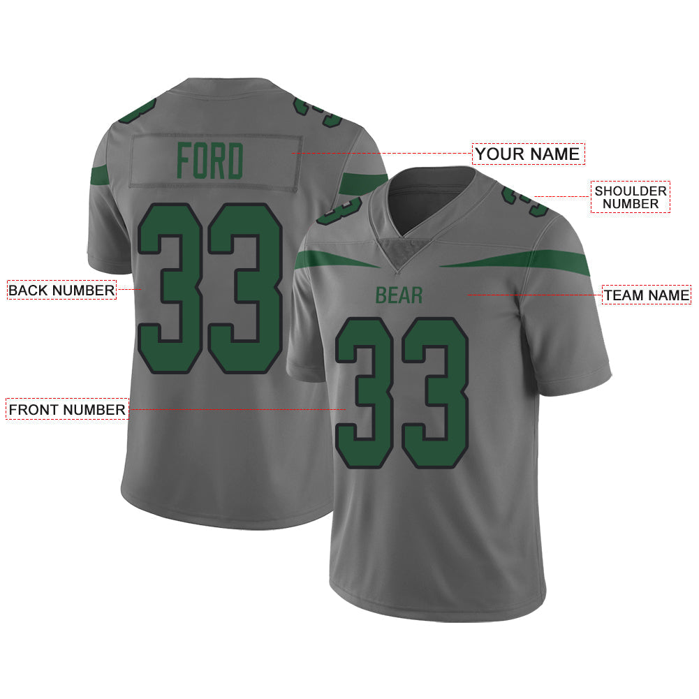 Custom grey football jersey front view | GameDay Jerseys