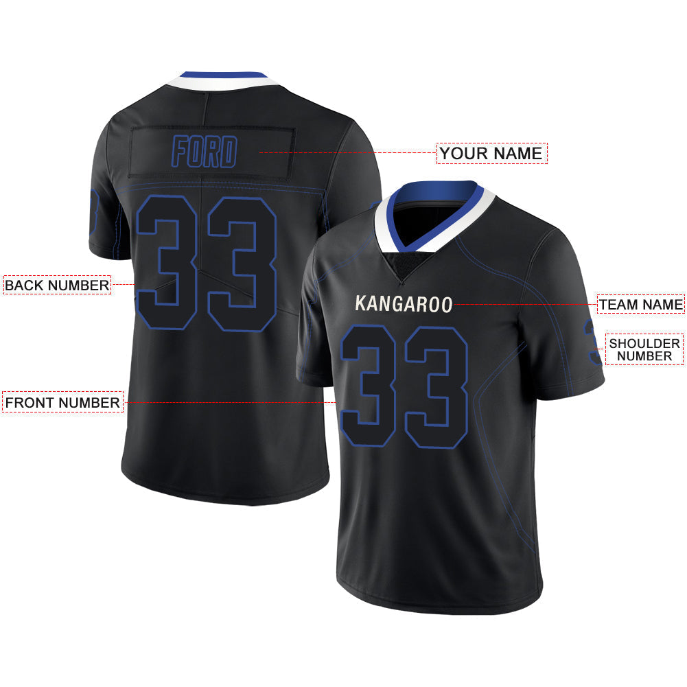 Custom black football jersey front view | GameDay Jerseys