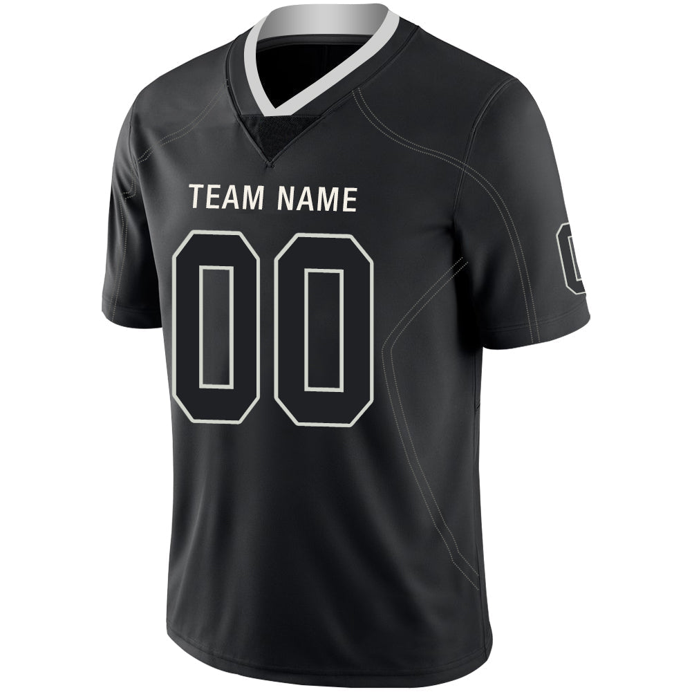 Custom black football jersey detail | GameDay Jerseys