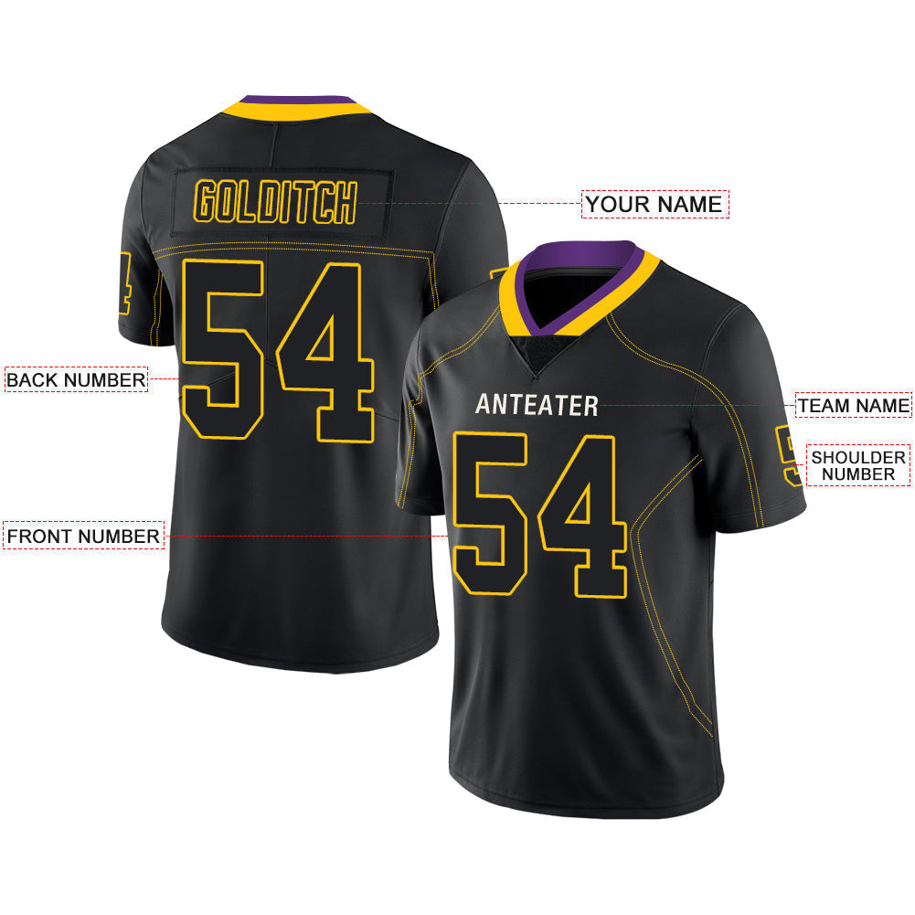 Custom black football jersey front view | GameDay Jerseys